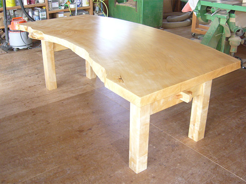 トチ銘木一枚板ダイニングテーブル H脚型（座卓兼用型）