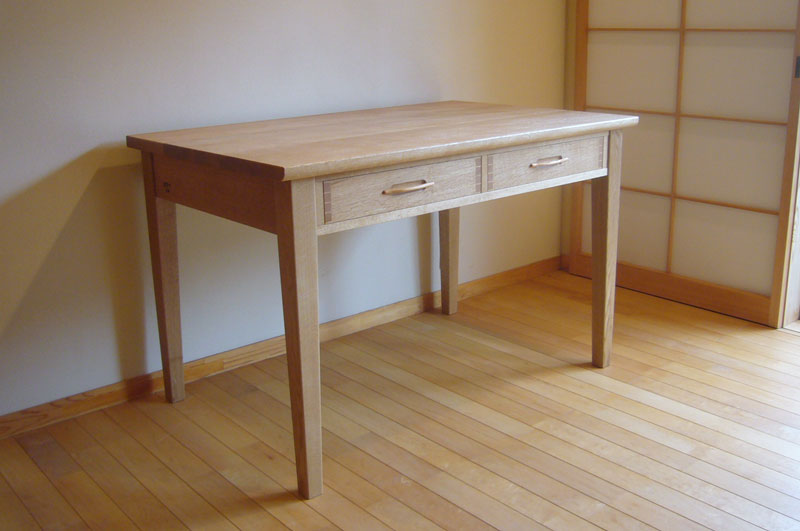 楢（ナラ） 学習机：無垢の手作り家具は半布里工房