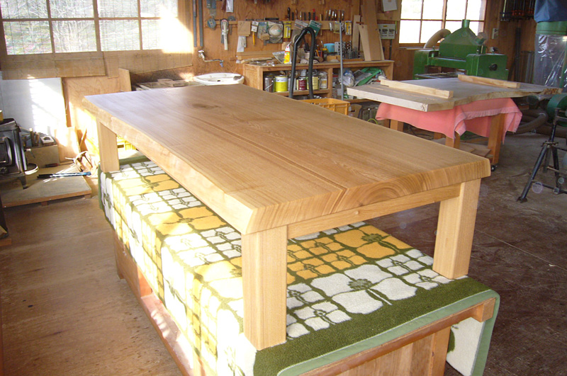 タモ無垢一枚板 掘りごたつ用座卓：ダイニングテーブルや手作り家具の